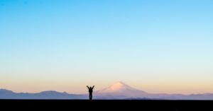 富士山と女性